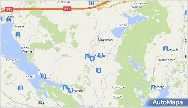 mapa Pisanica gmina Kalinowo, Pisanica gmina Kalinowo na mapie Targeo