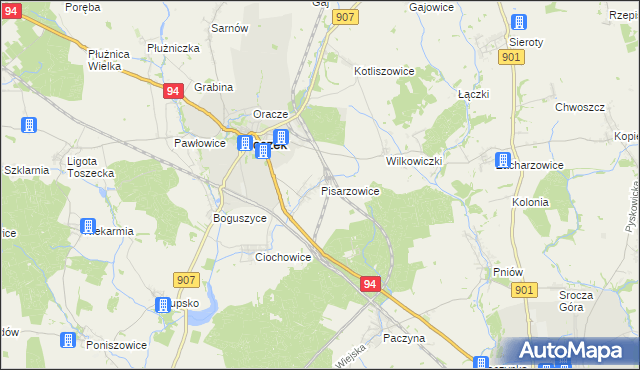 mapa Pisarzowice gmina Toszek, Pisarzowice gmina Toszek na mapie Targeo