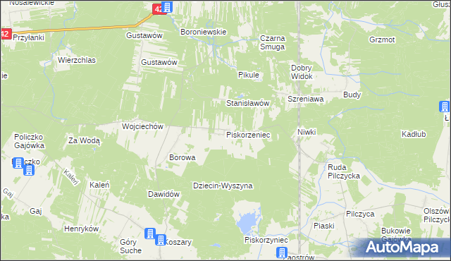 mapa Piskorzeniec, Piskorzeniec na mapie Targeo