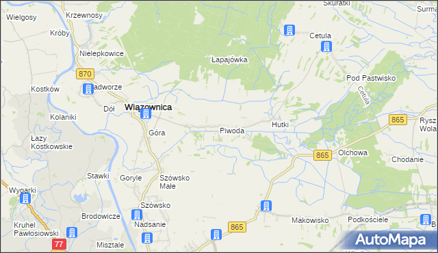 mapa Piwoda, Piwoda na mapie Targeo