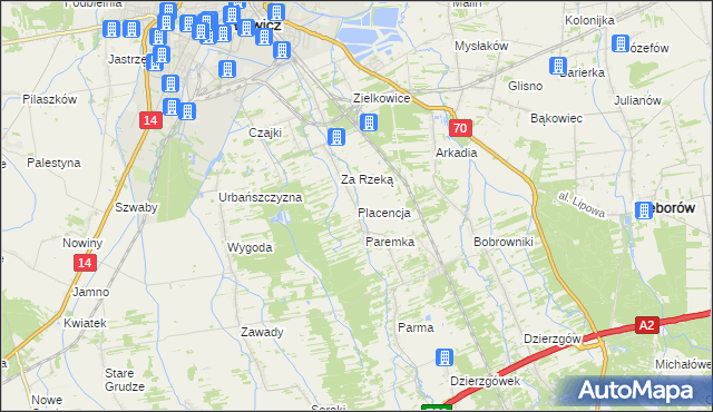 mapa Placencja, Placencja na mapie Targeo