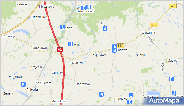 mapa Płąchawy, Płąchawy na mapie Targeo