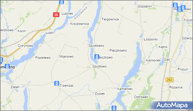mapa Płaczkowo gmina Trzemeszno, Płaczkowo gmina Trzemeszno na mapie Targeo