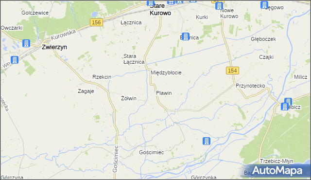 mapa Pławin gmina Stare Kurowo, Pławin gmina Stare Kurowo na mapie Targeo