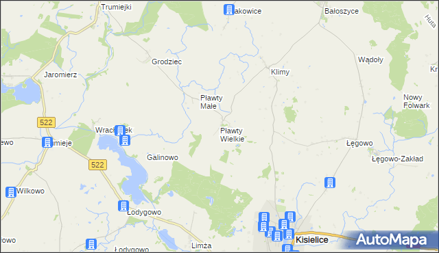 mapa Pławty Wielkie, Pławty Wielkie na mapie Targeo
