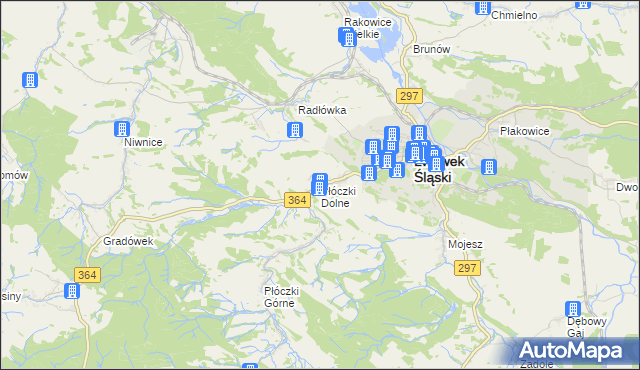 mapa Płóczki Dolne, Płóczki Dolne na mapie Targeo