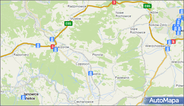 mapa Płonina gmina Bolków, Płonina gmina Bolków na mapie Targeo