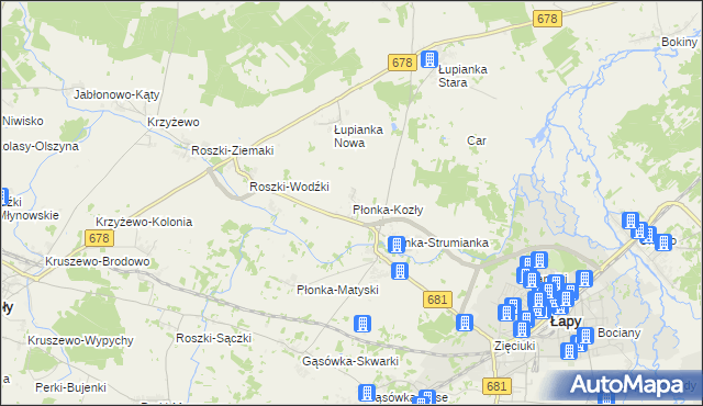 mapa Płonka-Kozły, Płonka-Kozły na mapie Targeo