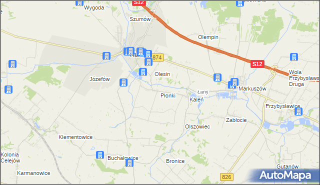 mapa Płonki, Płonki na mapie Targeo