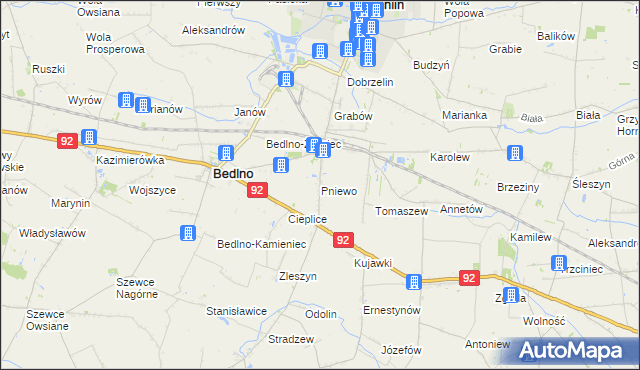 mapa Pniewo gmina Bedlno, Pniewo gmina Bedlno na mapie Targeo