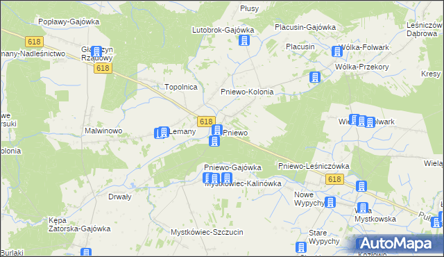 mapa Pniewo gmina Zatory, Pniewo gmina Zatory na mapie Targeo