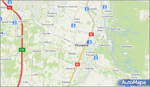 mapa Poczesna, Poczesna na mapie Targeo