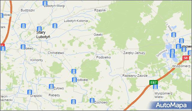 mapa Podbielko, Podbielko na mapie Targeo