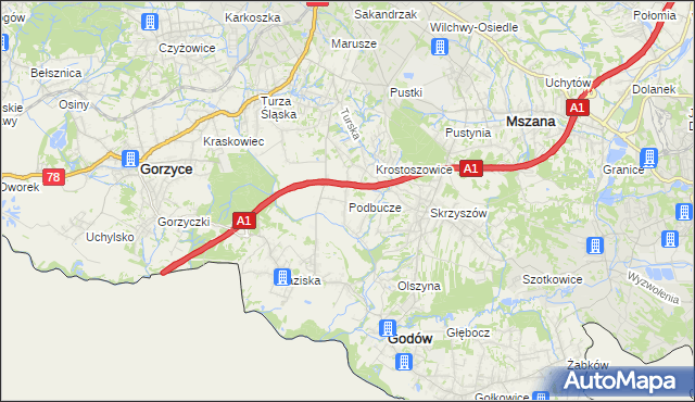 mapa Podbucze gmina Godów, Podbucze gmina Godów na mapie Targeo