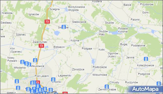 mapa Podgaje gmina Busko-Zdrój, Podgaje gmina Busko-Zdrój na mapie Targeo