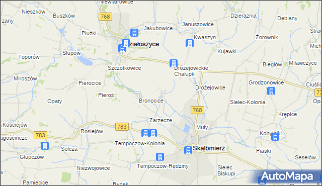 mapa Podgaje gmina Skalbmierz, Podgaje gmina Skalbmierz na mapie Targeo