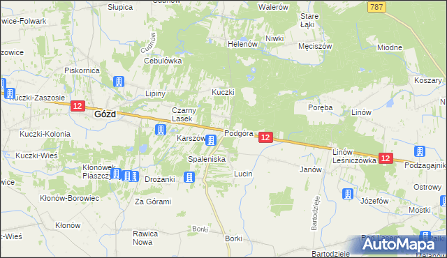 mapa Podgóra gmina Gózd, Podgóra gmina Gózd na mapie Targeo