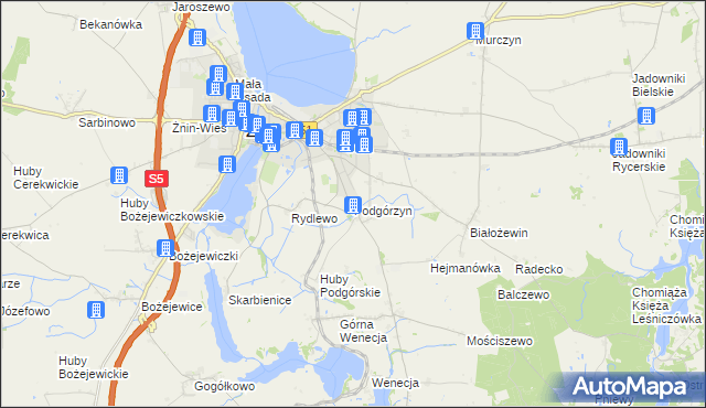 mapa Podgórzyn gmina Żnin, Podgórzyn gmina Żnin na mapie Targeo