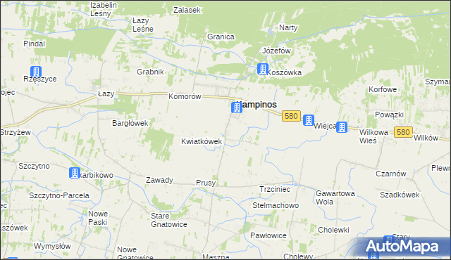 mapa Podkampinos, Podkampinos na mapie Targeo