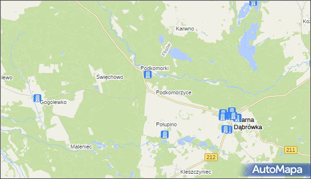 mapa Podkomorzyce, Podkomorzyce na mapie Targeo