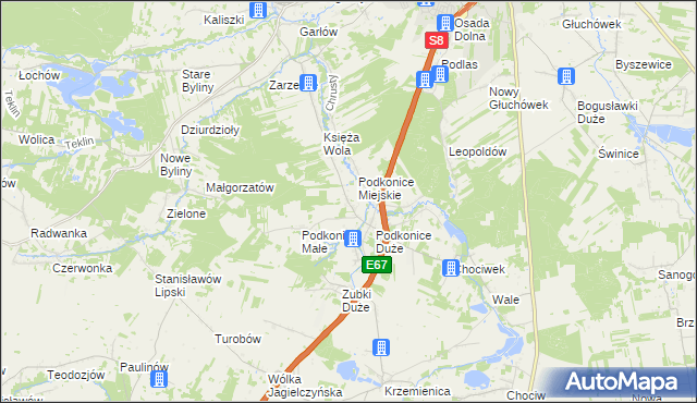 mapa Podkońska Wola, Podkońska Wola na mapie Targeo