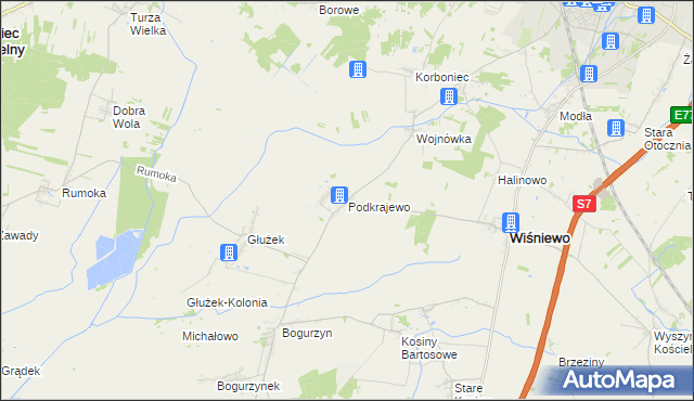 mapa Podkrajewo, Podkrajewo na mapie Targeo