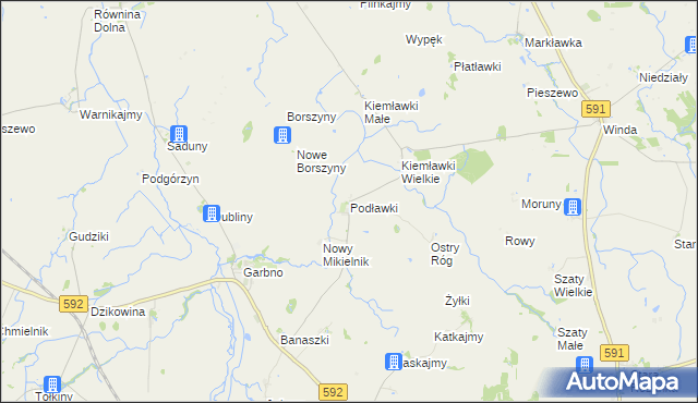 mapa Podławki, Podławki na mapie Targeo