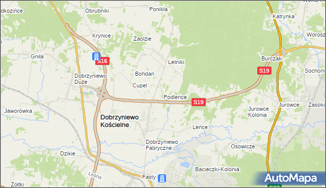 mapa Podleńce, Podleńce na mapie Targeo