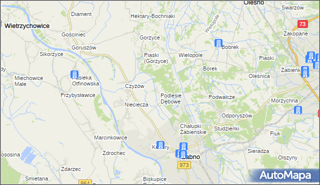mapa Podlesie Dębowe, Podlesie Dębowe na mapie Targeo
