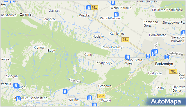mapa Podlesie gmina Bodzentyn, Podlesie gmina Bodzentyn na mapie Targeo