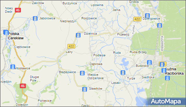 mapa Podlesie gmina Cisek, Podlesie gmina Cisek na mapie Targeo