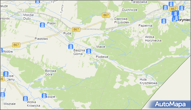 mapa Podlesie gmina Lubaczów, Podlesie gmina Lubaczów na mapie Targeo