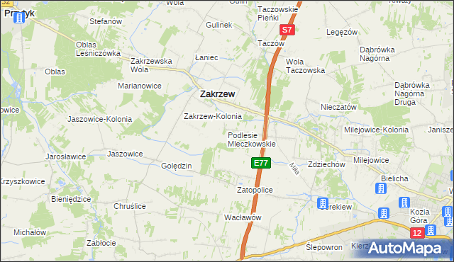 mapa Podlesie Mleczkowskie, Podlesie Mleczkowskie na mapie Targeo