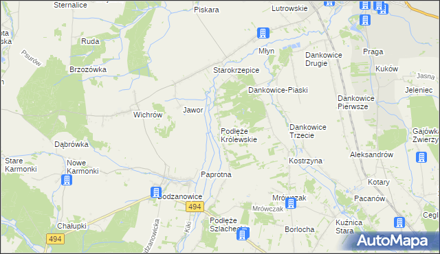 mapa Podłęże Królewskie, Podłęże Królewskie na mapie Targeo