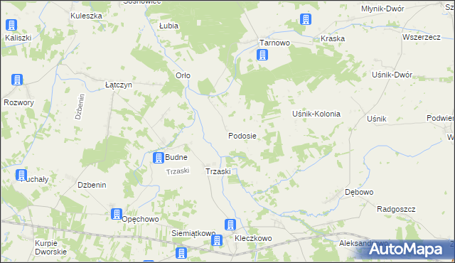 mapa Podosie gmina Miastkowo, Podosie gmina Miastkowo na mapie Targeo