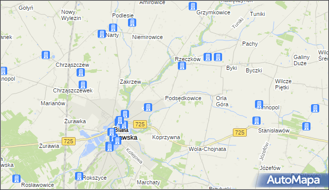 mapa Podsędkowice, Podsędkowice na mapie Targeo