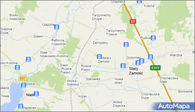 mapa Podstary Zamość, Podstary Zamość na mapie Targeo