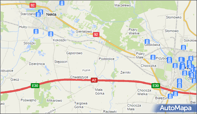 mapa Podstolice gmina Nekla, Podstolice gmina Nekla na mapie Targeo