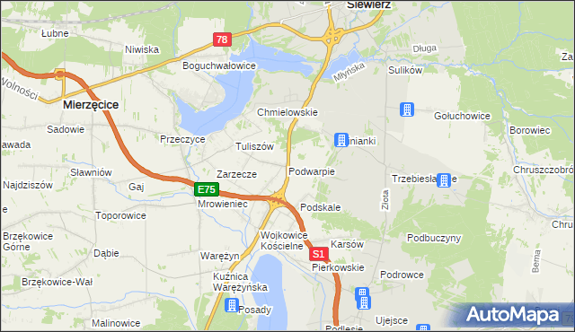 mapa Podwarpie, Podwarpie na mapie Targeo