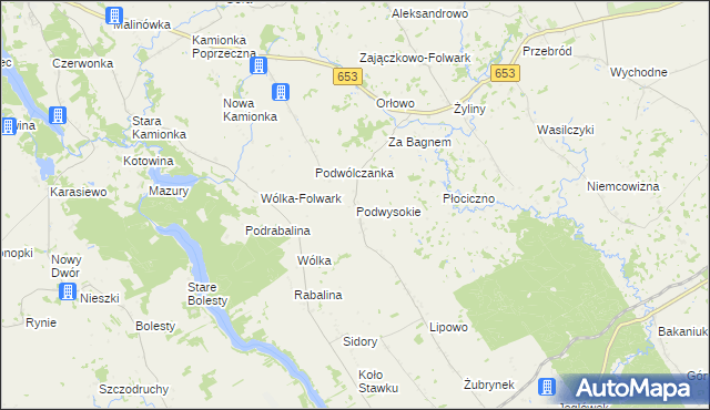 mapa Podwysokie gmina Raczki, Podwysokie gmina Raczki na mapie Targeo