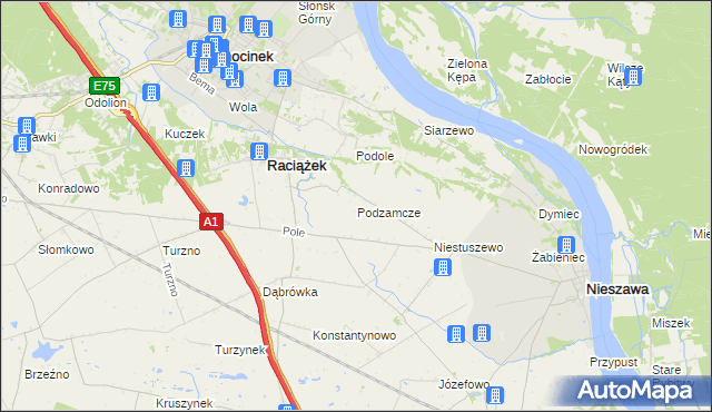 mapa Podzamcze gmina Raciążek, Podzamcze gmina Raciążek na mapie Targeo
