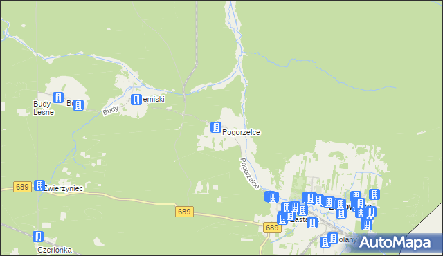 mapa Pogorzelce, Pogorzelce na mapie Targeo