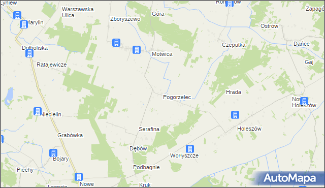 mapa Pogorzelec gmina Sosnówka, Pogorzelec gmina Sosnówka na mapie Targeo
