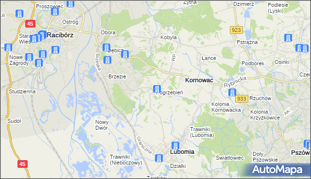 mapa Pogrzebień, Pogrzebień na mapie Targeo