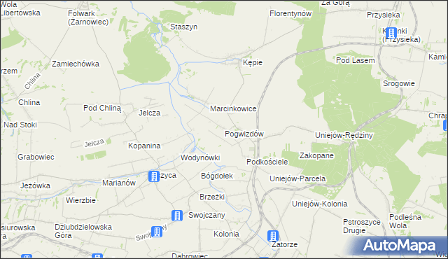 mapa Pogwizdów gmina Charsznica, Pogwizdów gmina Charsznica na mapie Targeo