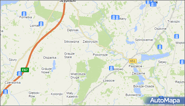 mapa Pokomsze, Pokomsze na mapie Targeo