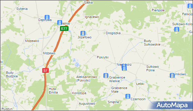 mapa Pokrytki, Pokrytki na mapie Targeo