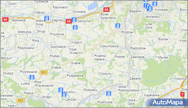 mapa Polanka Hallera, Polanka Hallera na mapie Targeo