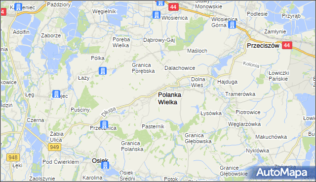 mapa Polanka Wielka, Polanka Wielka na mapie Targeo