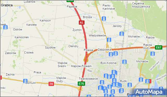 mapa Polesie gmina Grabica, Polesie gmina Grabica na mapie Targeo